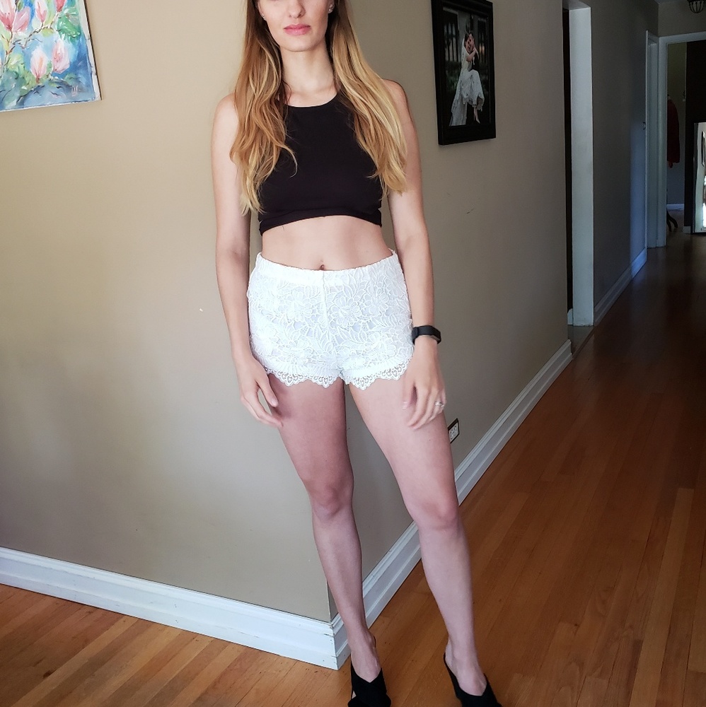 White Lace Forever 21 Shorts